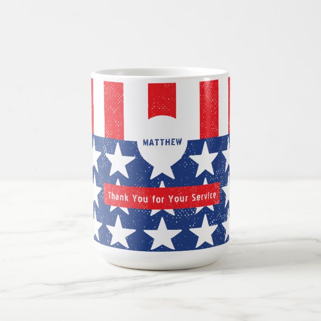 Caneca De Café Obrigado pelo seu serviço Veterano Flag Coffee Mug (Centro)