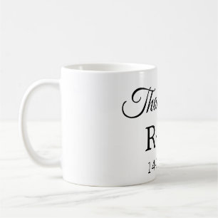 Caneca De Café Obrigado por adicionar nome do casal data de texto