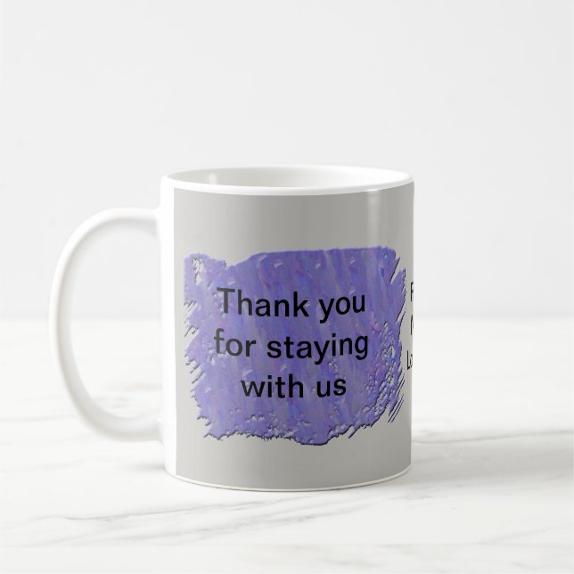 Caneca De Café Obrigado por ficar conosco Abstrato Roxo Cinza (Esquerda)