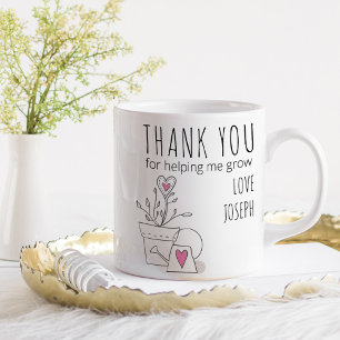 Caneca De Café Obrigado por me Ajudar a Crescer Doodle de Planta