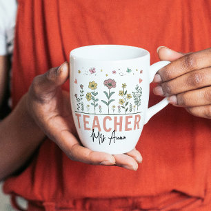 Caneca De Café Obrigado por me Ajudar a Crescer Professor de Flor