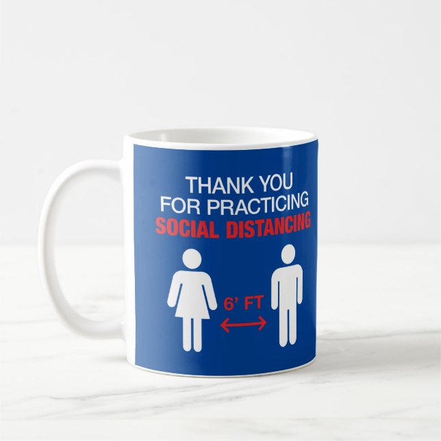 Caneca De Café Obrigado Por Praticar Distância Social (Esquerda)