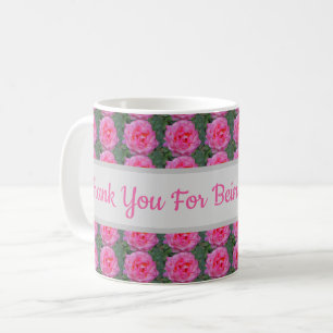 Caneca De Café Obrigado por ser meu professor Pink Rose Pattern
