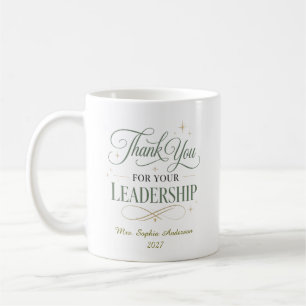 Caneca De Café Obrigado Por Sua Liderança Personalizada 