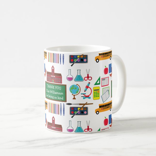 Caneca De Café OBRIGADO, Professora, Escola de Apreciação (Frente Esquerda)