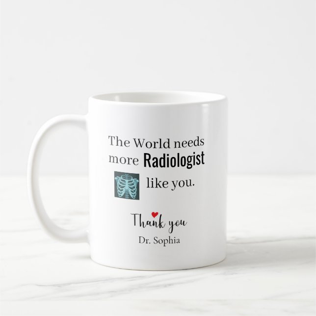 Caneca De Café Obrigado Radiologista Nome Personalizado (Esquerda)