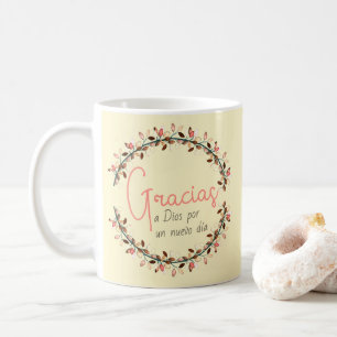 Caneca De Café Obrigado Tipografia Leaf Wreath Modelo