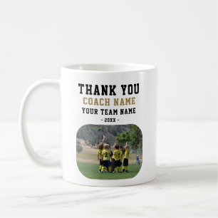 Caneca De Café Obrigado Treinador com Foto do Nome da Equipe