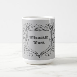 Caneca De Café Obrigado Vintage Shield Vine Frame Apreciação