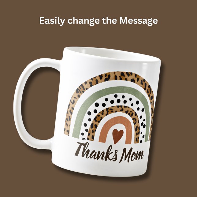Caneca De Café Obrigados Mãe Manchas Leopardo Impressão Boho Arco (Criador carregado)