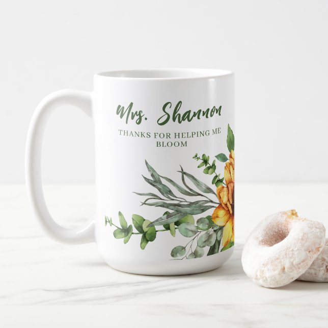 Caneca De Café Obrigados Para Me Ajudar A Bloom Sunflower Mug (Com Donut)
