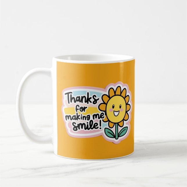 Caneca De Café Obrigados Para O Fazer Me Sorria Mug (Esquerda)