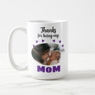Caneca De Café Obrigados para ser minha mãe - Colagem personaliza