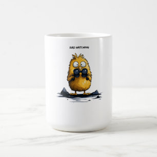Caneca De Café Observação de Pássaros Personagem de Desenho Engra
