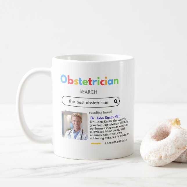 Caneca De Café OBSTETRICIAN DOCTORS antistress Google search bar  (Com Donut)