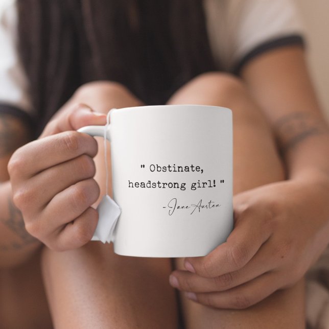 Caneca De Café Obstinada jovem headstrong Jane Austen (Criador carregado)