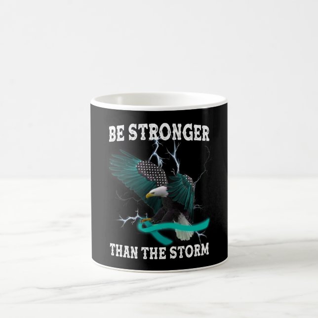 Caneca De Café OCD e PTSD Eagle Teal Ribbon Sensibilizados (Centro)