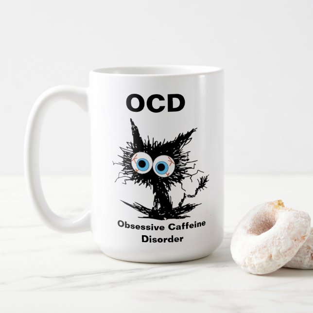 Caneca De Café OCD (perturbação obsessiva da cafeína) (Com Donut)
