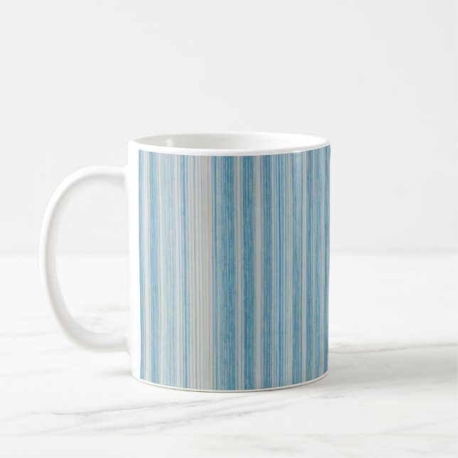 Caneca De Café Ocean Blue Vertical Stripe Mug (Esquerda)
