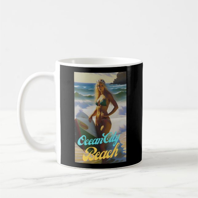 Caneca De Café Ocean City Beach Maryland Parasdisdise Belo (Esquerda)
