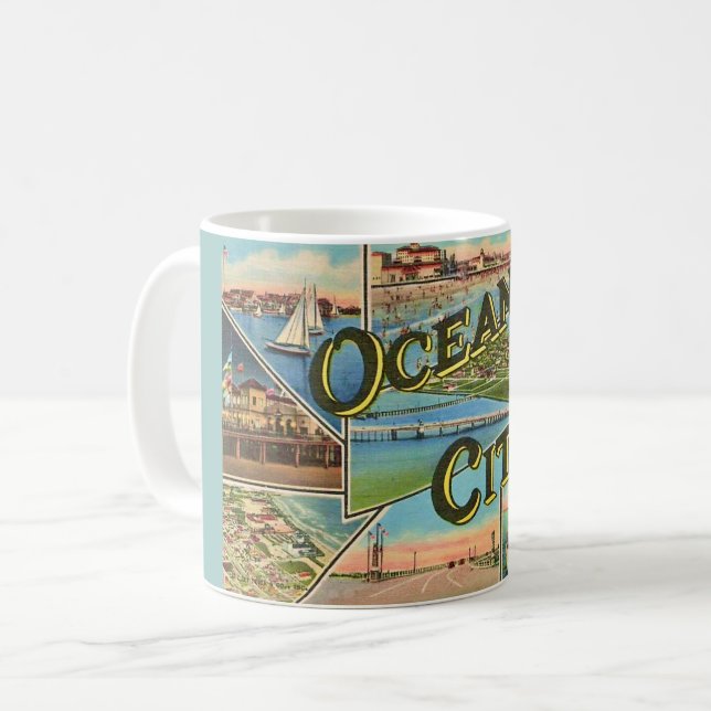 Caneca De Café Ocean City NJ Antiga (Frente Esquerda)