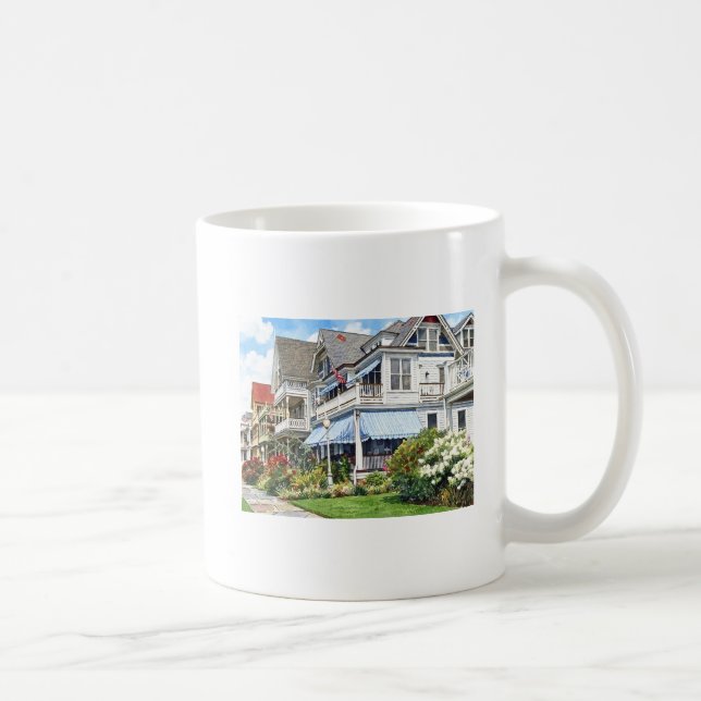 Caneca De Café Ocean Grove NJ – Casa Com Toldo Azul (Direita)