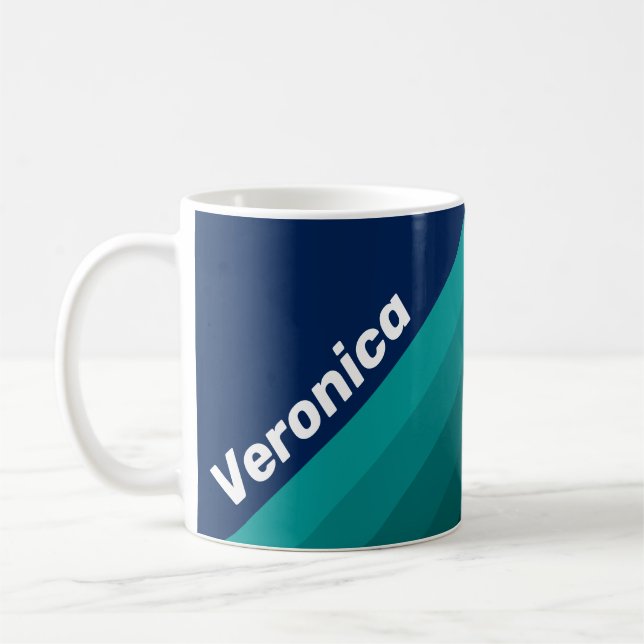 Caneca De Café Ocean Tide Stripes with Name (Esquerda)