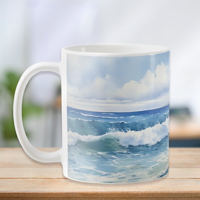 Caneca De Café Ocean Waves Beach House (Criador carregado)