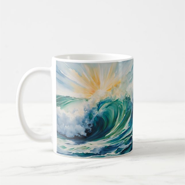 Caneca De Café Ocean Waves Sunshine Beach Art (Esquerda)