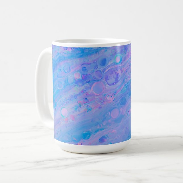 Caneca De Café Oceano abstrato azul e espumante cor-de-rosa (Frente Esquerda)