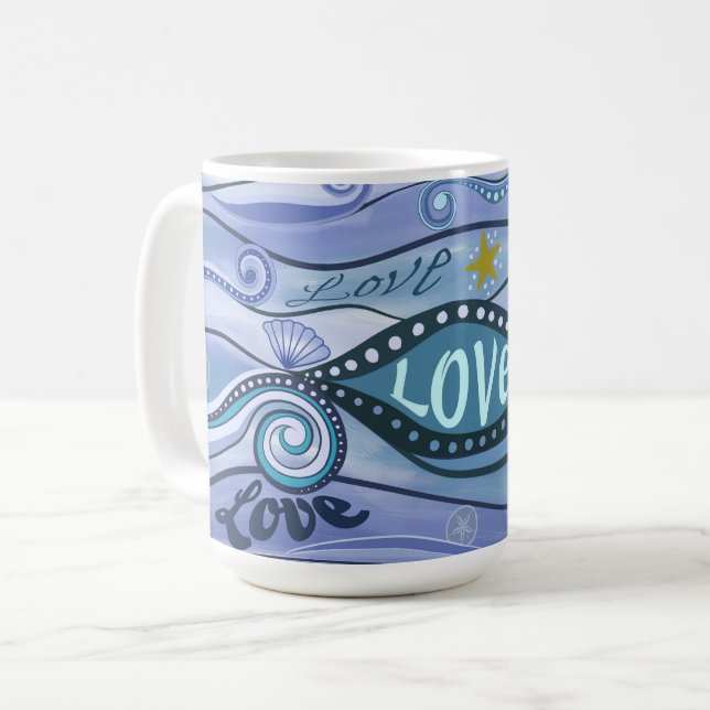 Caneca De Café Oceano de Amor Arte Contemporânea (Frente Esquerda)