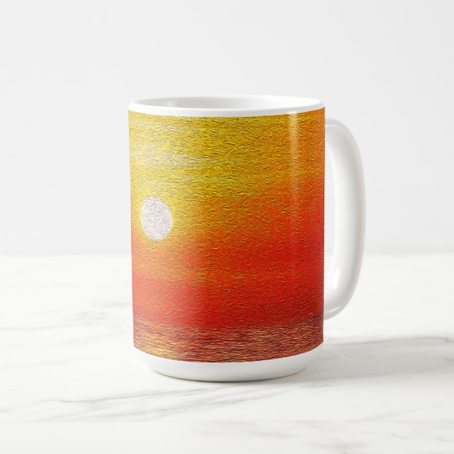 Caneca De Café Oceano de Aquarela Ondas de Verão Sunset (Frente Esquerda)
