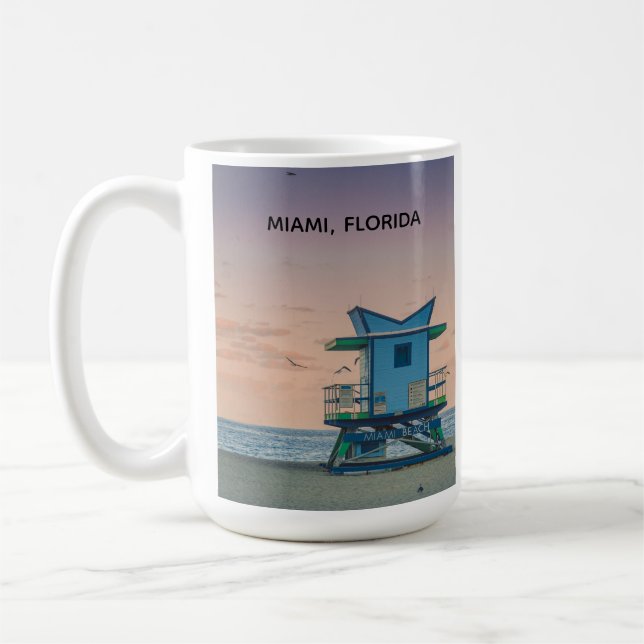 Caneca De Café Oceano Guarda de Vida na Flórida de Miami South Be (Esquerda)