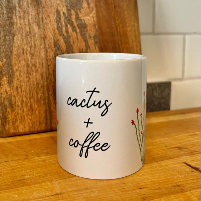 Caneca De Café Ocotillo de Flor Rosa Mais Coffee Aquarela (Criador carregado)