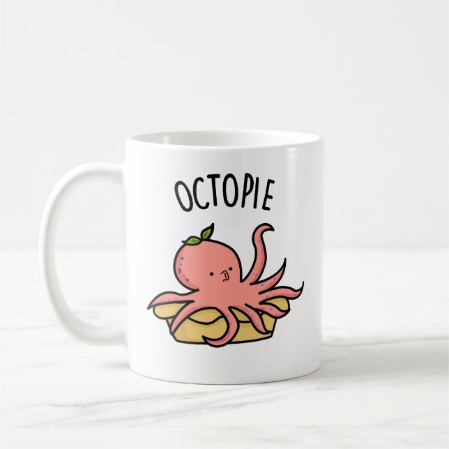 Caneca De Café Octo-pie Engraçado Octopus Pie Pun (Esquerda)