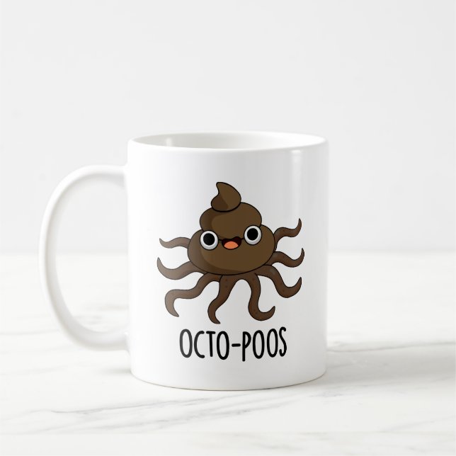 Caneca De Café Octo-poos Engraçado Octopus Pun (Esquerda)