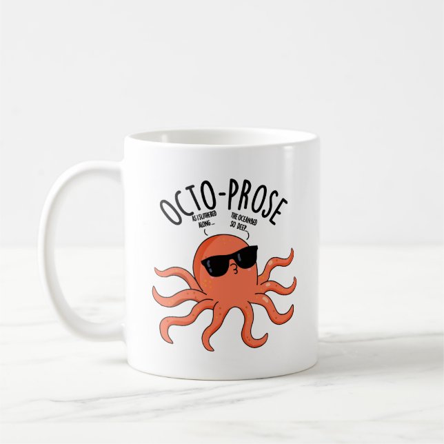 Caneca De Café Octo-prose Funny Octopus Pun (Esquerda)