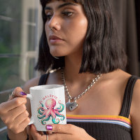 Octopus Aquarelas Monograma Café Mug