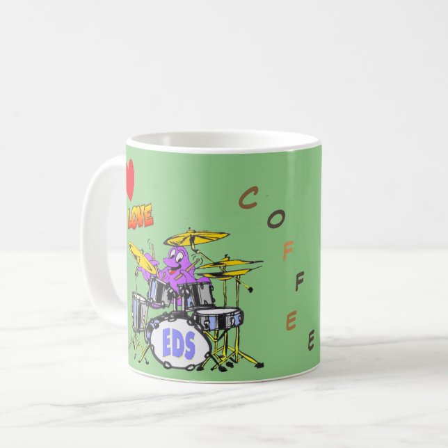 Caneca De Café Octopus Cartoon Café Lover Café Verde Mug (Frente Esquerda)