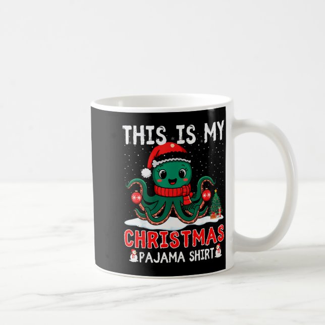 Caneca De Café Octopus Christmas Pajama Xmas Santa Hat Octopus Lo (Direita)