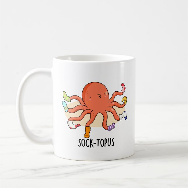 Caneca De Café Octopus Engraçado Sock-topus Com Meias Pun (Esquerda)