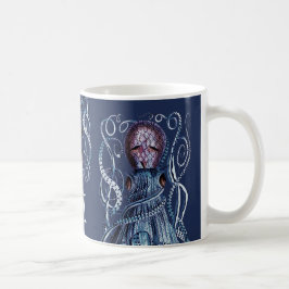 Caneca De Café Octopus Náutico Azul-Marinho Personalizado