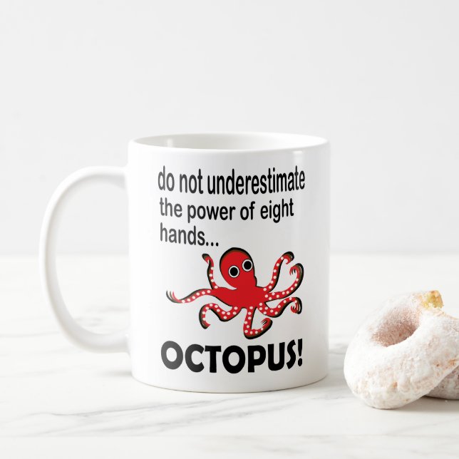 Caneca De Café Octopus Ocean Animal Engraçado Octopus (Com Donut)