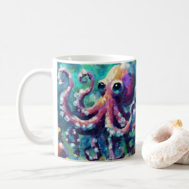 Caneca De Café Octopus Oil Painting NMaritime Beach (Com Donut)
