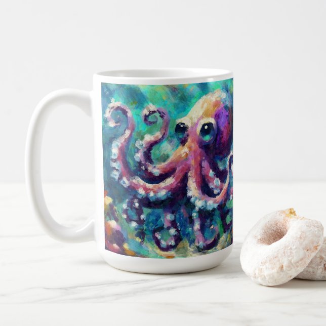 Caneca De Café Octopus Oil Painting NMaritime Beach (Com Donut)