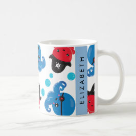 Caneca De Café Octopus Pirata, Padrão Octopus, Mar, Seu Nome