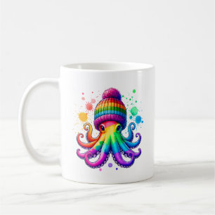 Caneca De Café Octopus Vestindo Uma Beenie