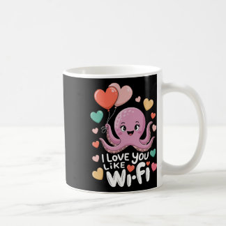 Caneca De Café Octopus With Heart Lloons I Love You Like Wi-fi Va