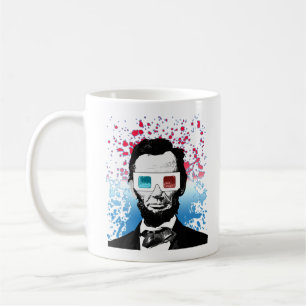 Caneca De Café Óculos 3D de Abraham Lincoln Patrióticos Vermelhos