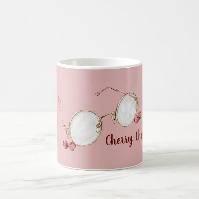 Caneca De Café Óculos de Charme Cereja Rosa Vermelho (Centro)